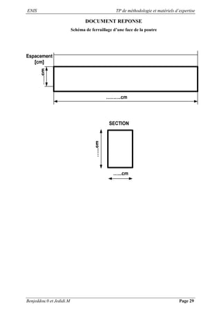 ENIS TP de méthodologie et matériels d’expertise
Benjeddou.0 et Jedidi.M Page 29
DOCUMENT REPONSE
Schéma de ferraillage d’une face de la poutre
 