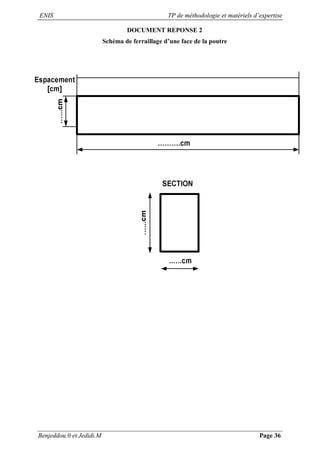 ENIS TP de méthodologie et matériels d’expertise
Benjeddou.0 et Jedidi.M Page 36
DOCUMENT REPONSE 2
Schéma de ferraillage d’une face de la poutre
 