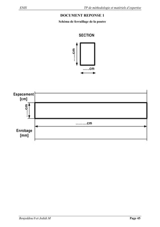 ENIS TP de méthodologie et matériels d’expertise
Benjeddou.0 et Jedidi.M Page 45
DOCUMENT REPONSE 1
Schéma de ferraillage de la poutre
 