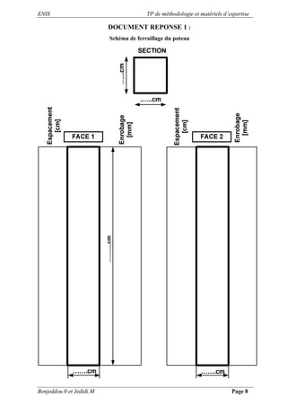 ENIS TP de méthodologie et matériels d’expertise
Benjeddou.0 et Jedidi.M Page 8
DOCUMENT REPONSE 1 :
Schéma de ferraillage du poteau
 