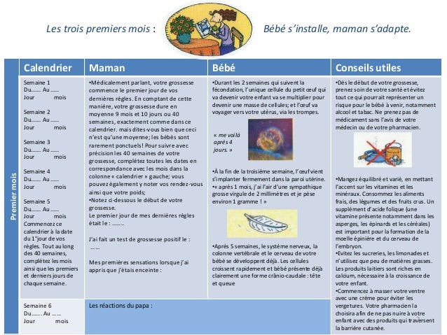 Calendrier De Grossesse Calendrier De Grossesse