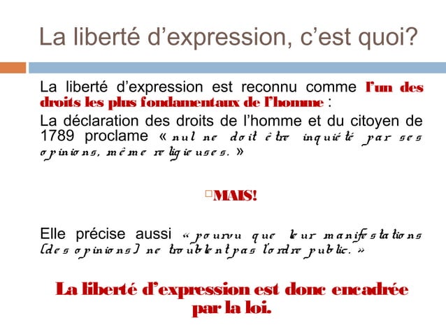 Introduction La Libert D expression PPT