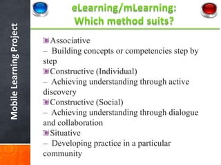 Mobile Learning Project

                            Associative
                          – Building concepts or competen...