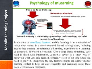 Mobile Learning Project




                            Semantic memory is our memory of meanings, understandings, and oth...