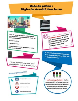 63
Code du piéton :
Règles de sécurité dans la rue
 