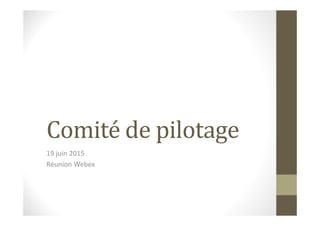 Comité de pilotage
19 juin 2015
Réunion Webex
 