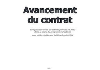 85/94
Comparaison entre les actions prévues en 2013
dans le cadre du programme d’actions
avec celles réellement initiées depuis 2014
 