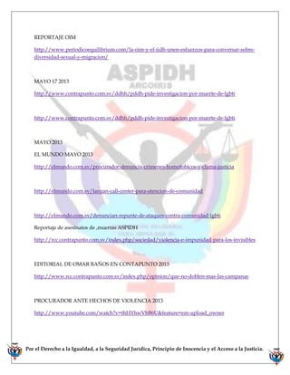ASPIDH, Compilación de Casos presentado a la Fiscalía General 2013 