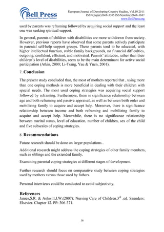 Coping strategies of mothers having children with special needs | PDF