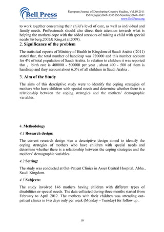 Coping strategies of mothers having children with special needs | PDF