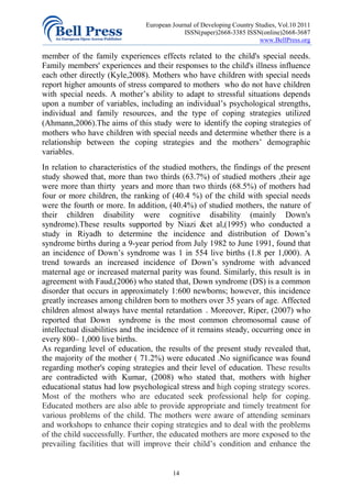 Coping strategies of mothers having children with special needs | PDF