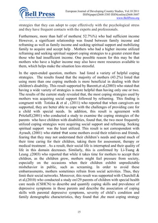 Coping strategies of mothers having children with special needs | PDF