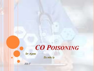 CO POISONING
Dr Ajena
Zu.edu.ly
2017
 