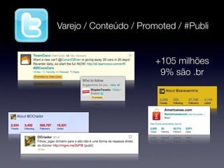 Varejo / Conteúdo / Promoted / #Publi


                        +105 milhões
                         9% são .br
 
