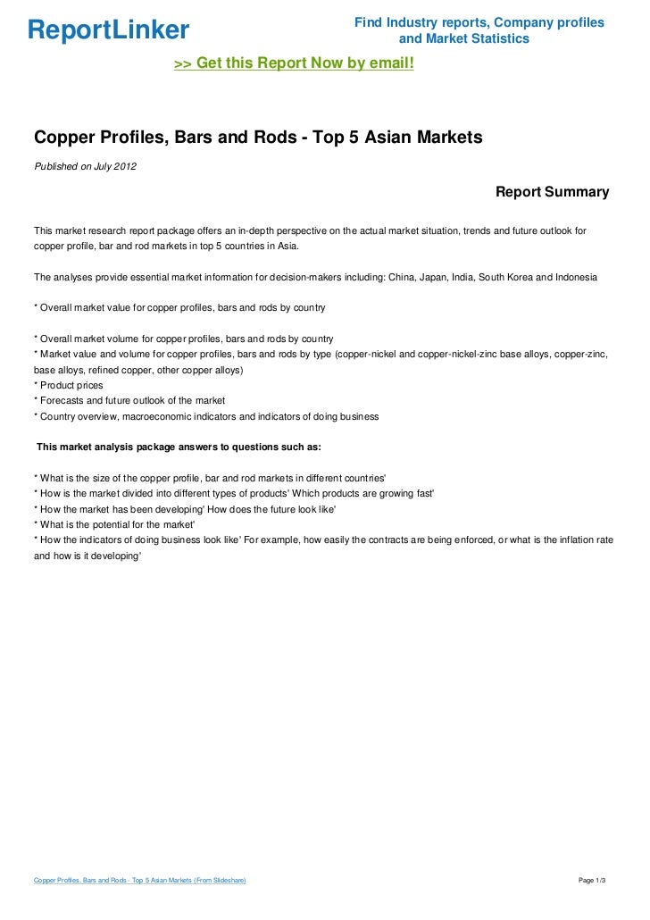 Copper Profiles Bars And Rods Top 5 Asian Markets