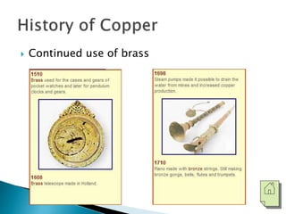  Continued use of brass 
 