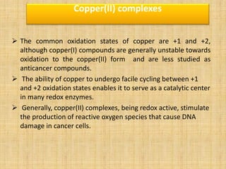 Copper complexes as anti cancer agent ppt | PDF