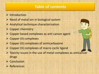 Copper complexes as anti cancer agent ppt | PDF