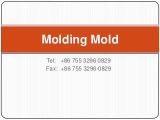 Tel: +86 755 3296 0829
Fax: +86 755 3296-0829
Molding Mold
 