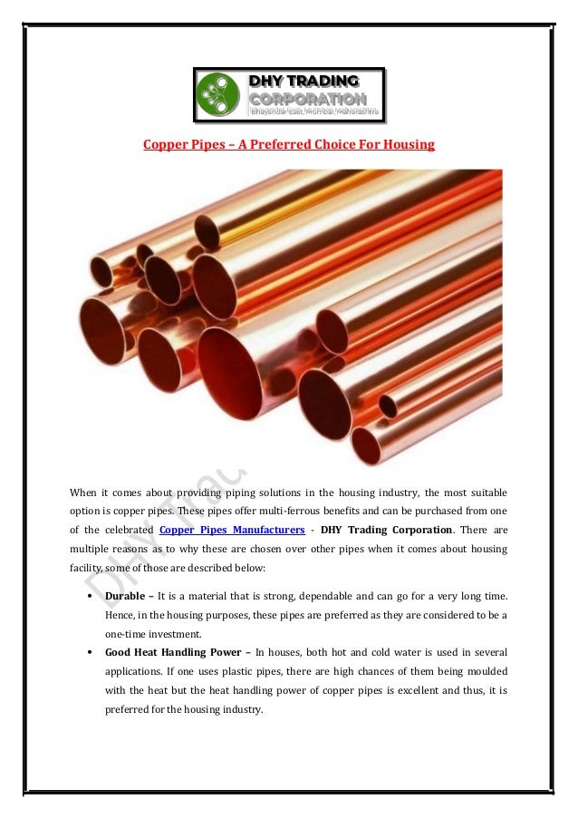 Copper pipes manufacturers