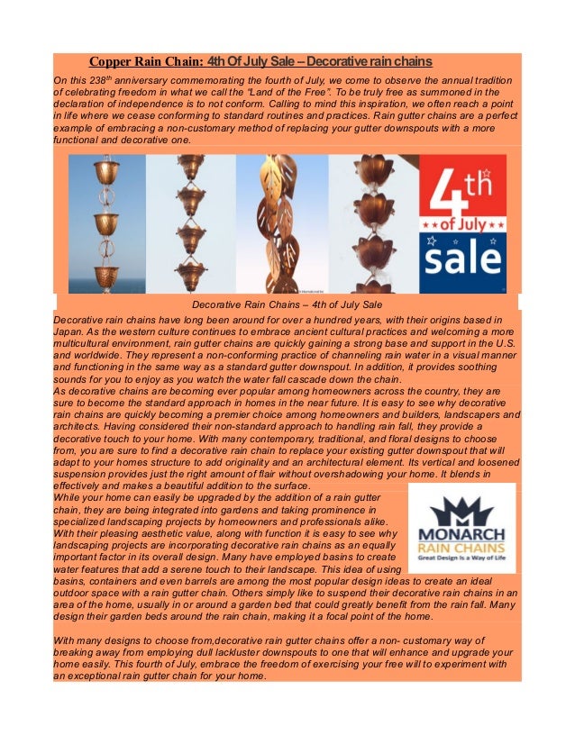 Copper Rain Chain 4th Of July Sale Decorative Rain Chains