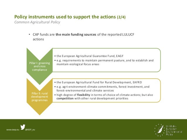 www.ieep.eu @IEEP_eu
Policy instruments used to support the actions (2/4)
Common Agricultural Policy
• CAP funds are the m...