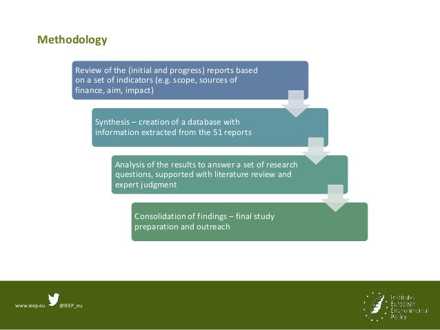 www.ieep.eu @IEEP_eu
Methodology
Review of the (initial and progress) reports based
on a set of indicators (e.g. scope, so...