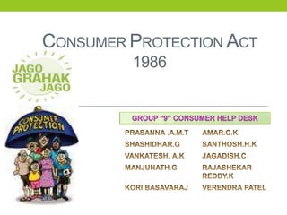 CONSUMER PROTECTION ACT
1986
 