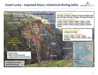 16
Good Lucky – Exposed Skarn, Historical Mining Adits
 