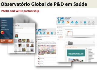 Observatório Global de P&D em Saúde
PAHO and WHO partnership
 