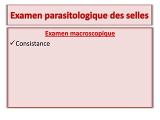 Examen macroscopique
Consistance
 
