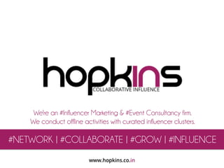 #NETWORK | #COLLABORATE | #GROW | #INFLUENCE
We're an #Influencer Marketing & #Event Consultancy firm.
We conduct offline activities with curated influencer clusters.
 