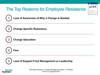 What Drives Resistance?
12
The enablers or
elements that may
create a desire to
change include:
Hope in future state
Trust...