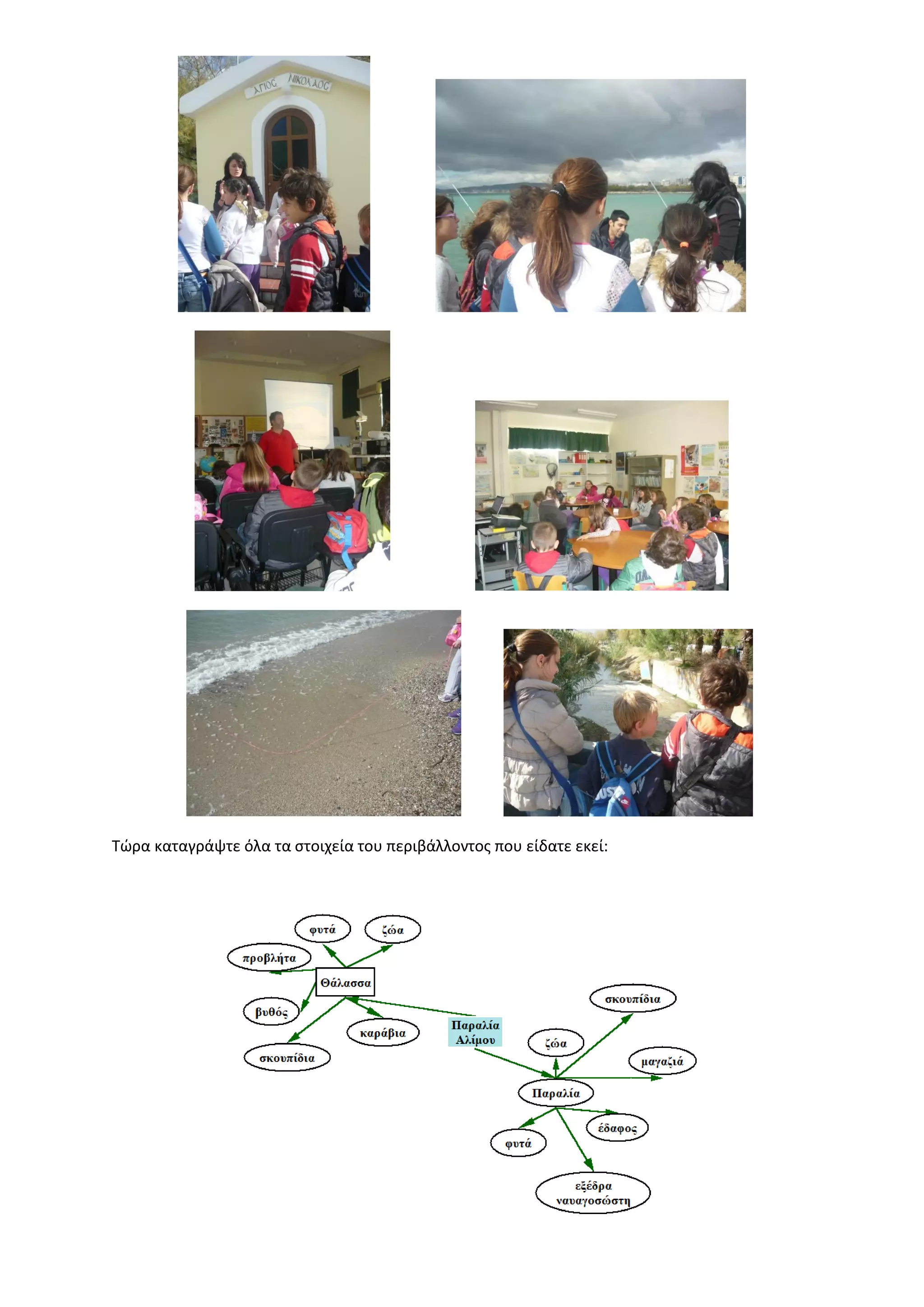 Τώρα καταγράψτε όλα τα στοιχεία του περιβάλλοντος που είδατε εκεί: 
 