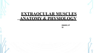 EXTRAOCULAR MUSCLES
ANATOMY & PHYSIOLOGY
ISMAYIL VT
35
 