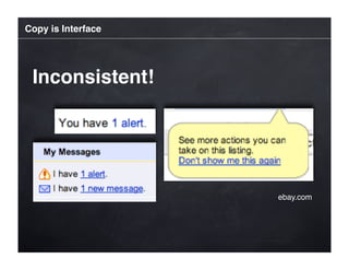 Copy is Interface




 Inconsistent!




                    ebay.com