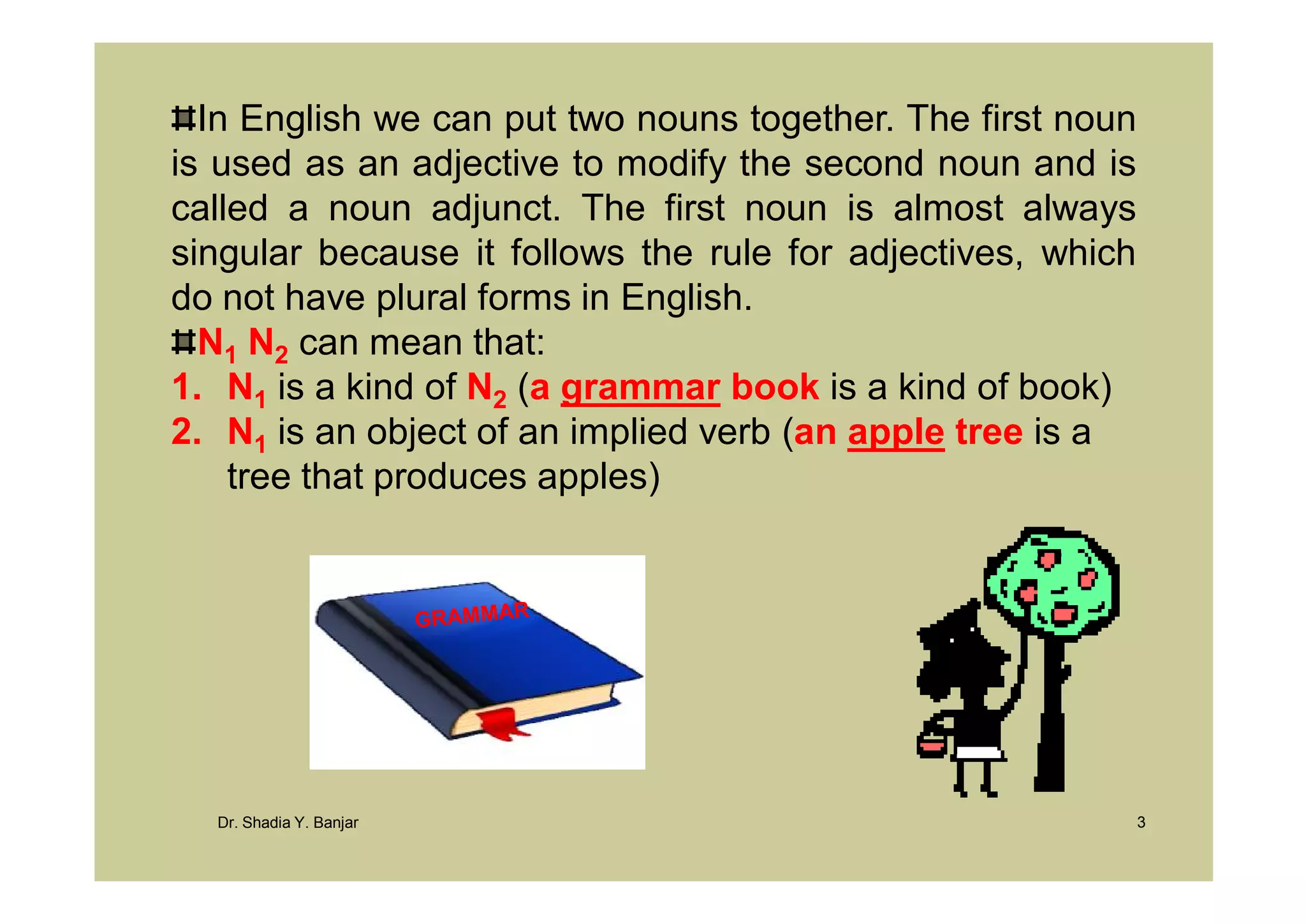 Nouns As Modifiers, By Dr Shadia [Compatibility Mode] | PDF
