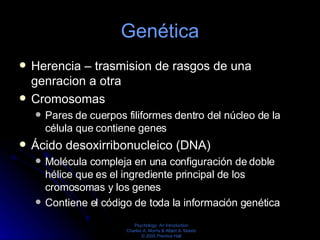 Genética <ul><li>Herencia – trasmision de rasgos de una genracion a otra </li></ul><ul><li>Cromosomas </li></ul><ul><ul><l...