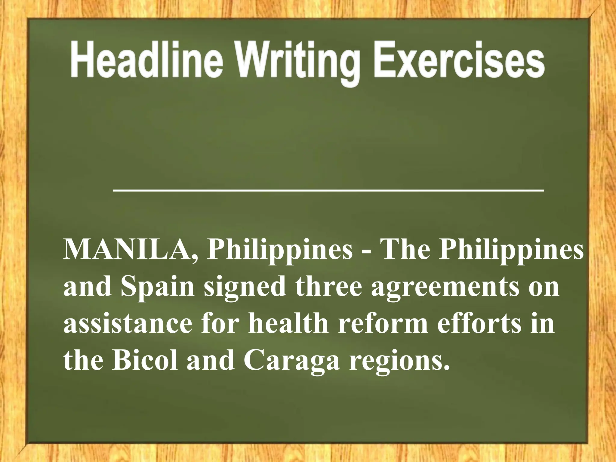 MANILA, Philippines - The Philippines
and Spain signed three agreements on
assistance for health reform efforts in
the Bicol and Caraga regions.
 