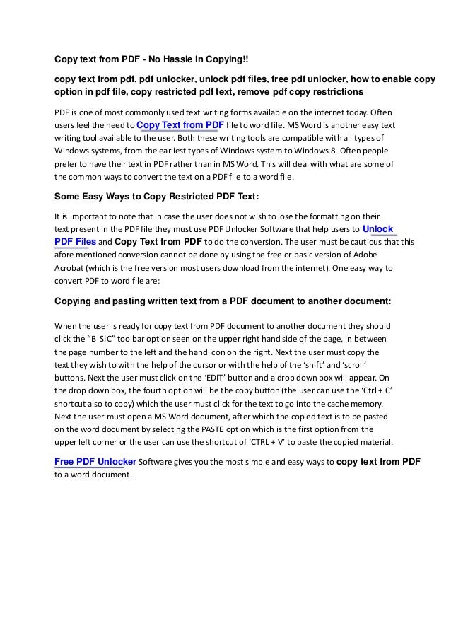Copy text from pdf