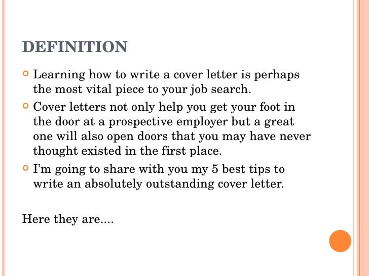 what is the definition of a cover letter