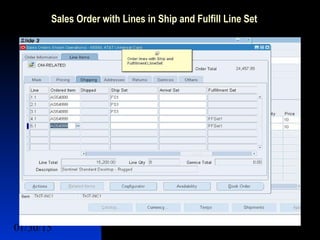 01/30/15 6
Sales Order with Lines in Ship and Fulfill Line Set
 Lines Sets
 