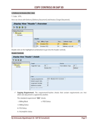 SAP SD Copy Controls | PDF