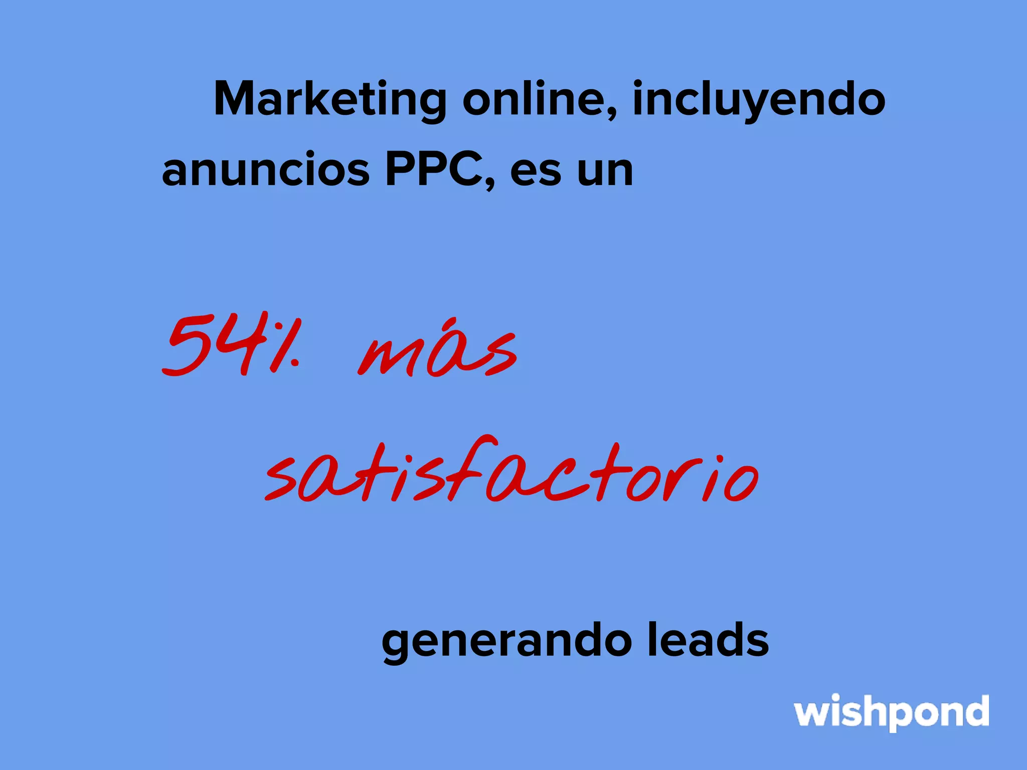 Marketing online, incluyendo
anuncios PPC, es un

54% más
satisfactorio
generando leads

 