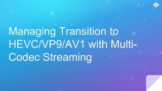 Managing Transition to
HEVC/VP9/AV1 with Multi-
Codec Streaming
 