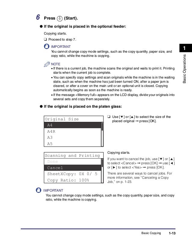 copying guide basic paper size