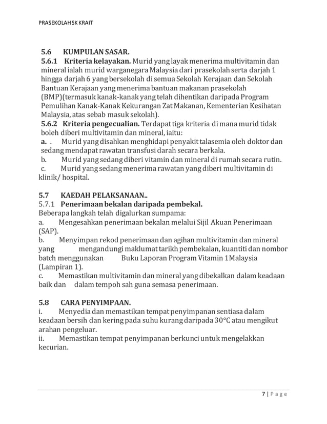 Laporan pelaksanaan program aktiviti pemakanan pra (JUN 2019) | DOCX