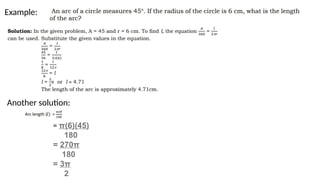 Grade 10 Math-Circles, arc length, sector of a circle, segment of a ...