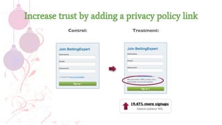 Increase trust by adding a privacy policy link