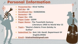 ★ Presented By:- Hiral Vaitha
★ Roll No:- 10
★ Enrollment No:- 5108230046
★ Semester:- 02
★ Paper No:- 106
★ Paper Code:- ...